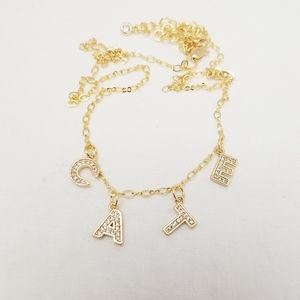CATE Name Necklace/Choker. 18K Gold Plated. New